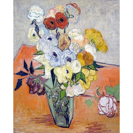 Roses and Anemones, 1890 by Vincent Van Gogh - Van-Go Paint-By-Number Kit
