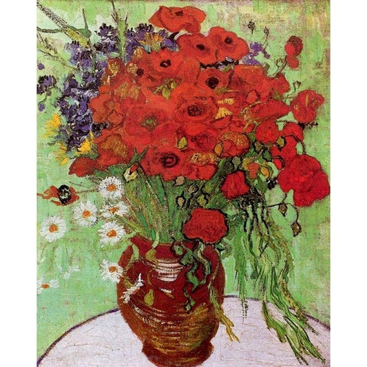 Vase with Red Poppies and Daisies by Vincent Van Gogh - Van-Go Paint-By-Number Kit