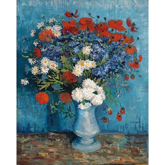 Vase with poppies and cornflowers by Vincent Van Gogh - Paint-By-Number Kit
