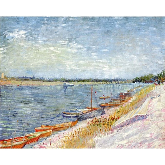 View of river with rowing boats by Vincent Van Gogh - Paint-By-Number Kit