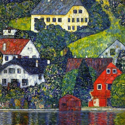 Houses in unterach on lake Attersee by Gustav Klimt (9) - Paint-By-Number Kit