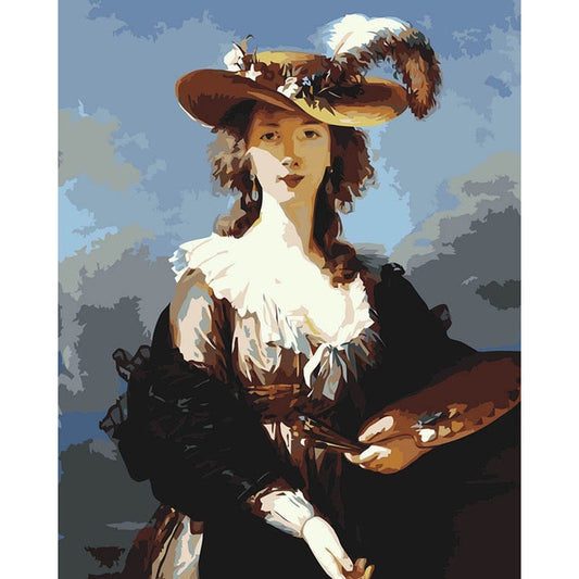 Self Portrait in a Straw Hat, Elizabeth Louise Vigee Le Brun - Van-Go Paint-By-Number Kit