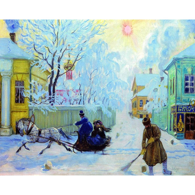 Frosty Day by Boris Kustodiev (29) - Van-Go Paint-By-Number Kit