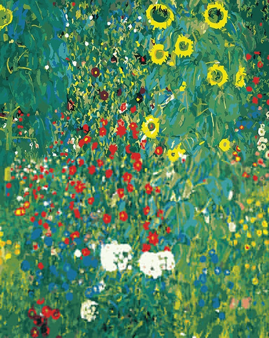 Farm Garden with Sunflowers By Gustav Klimt - Van-Go Paint-By-Number Kit